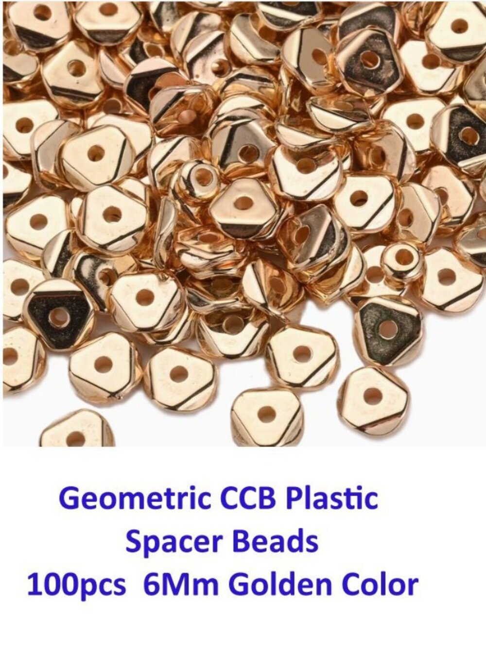 Geometric CCB Plastic Spacer Beads 100pcs 6Mm Golden Color
